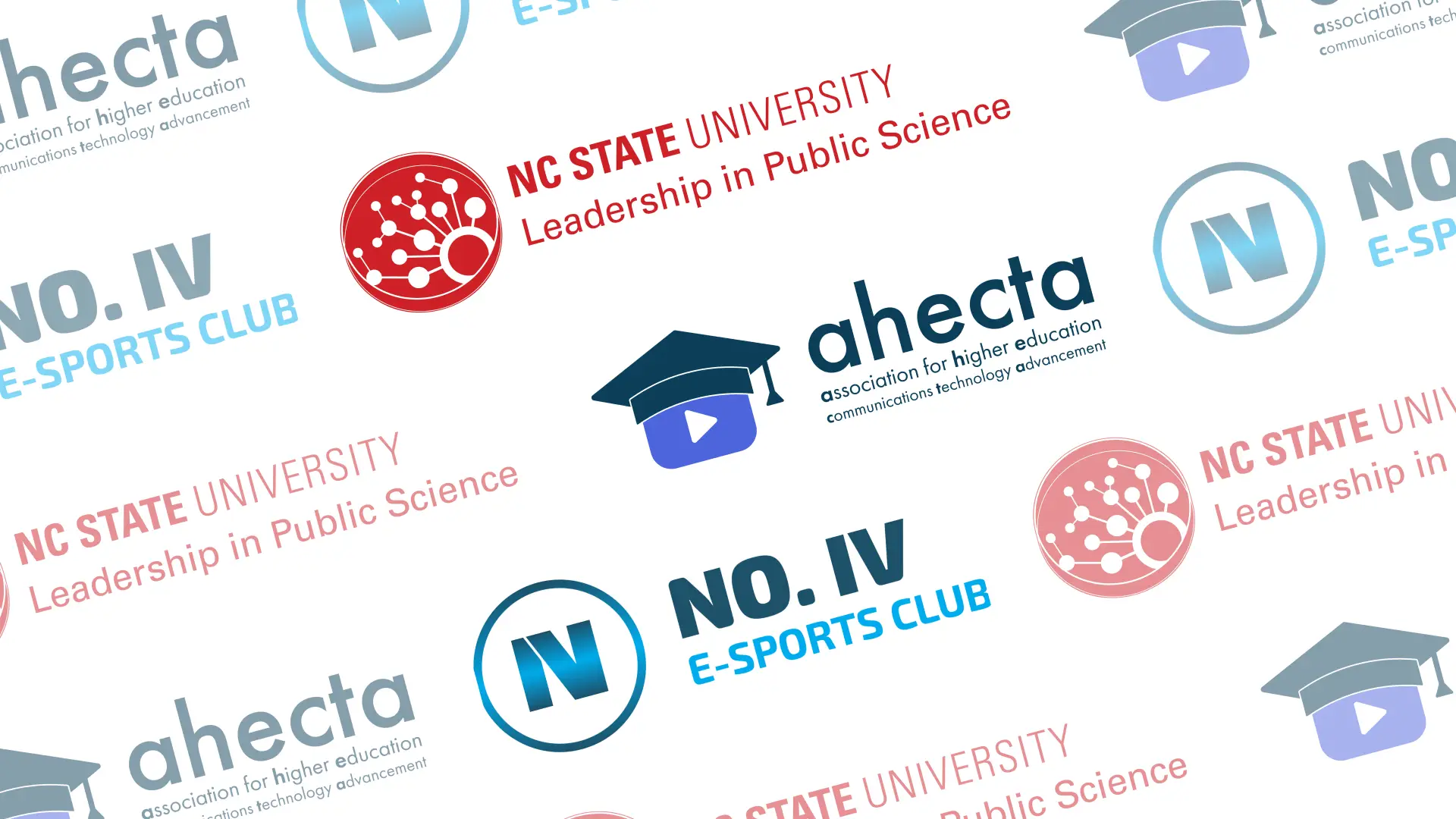Logos for NCSU's Leadership in Public Science, AHECTA, and No. IV E-sports Club