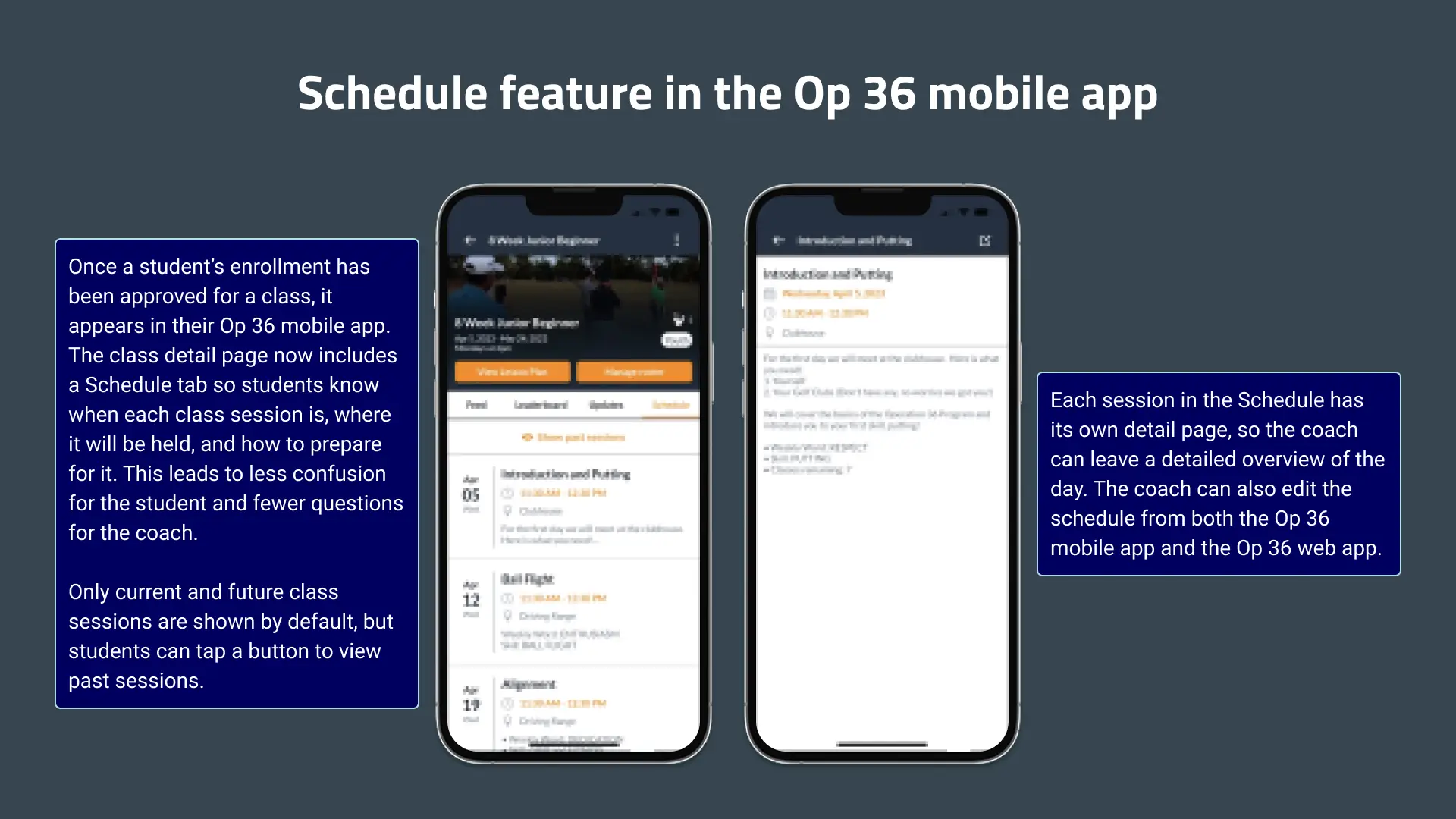 New Schedule feature in the Op 36 mobile app.