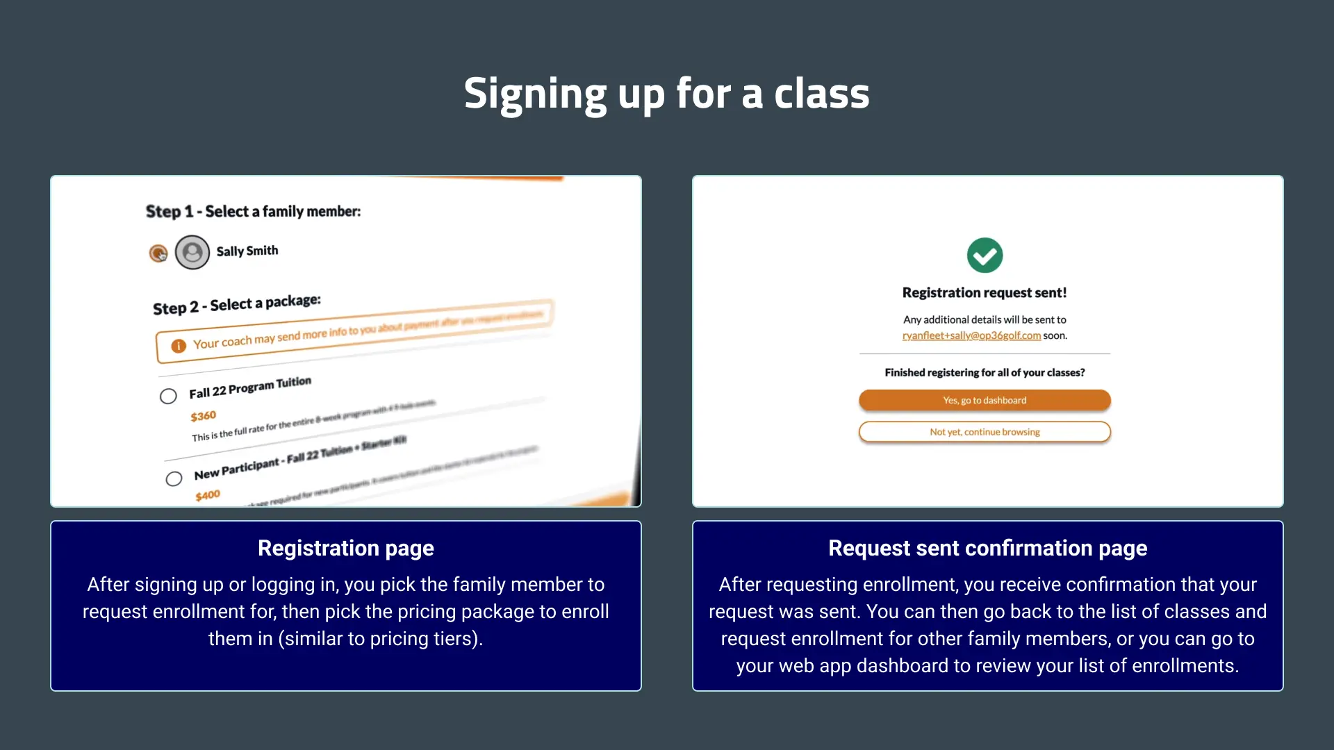 Signup process for a class.